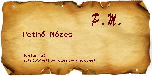 Pethő Mózes névjegykártya